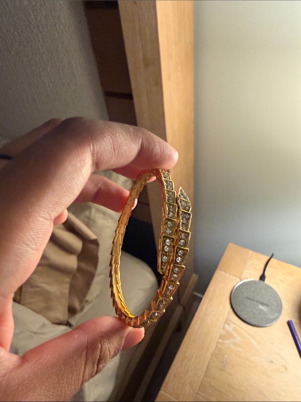 Gold-Tone Crystal Accent Bangle Bracelet - Women